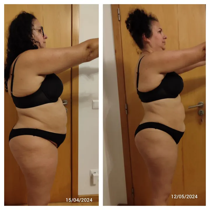Antes e depois de uma aluna InShape: Perda de volume consistente