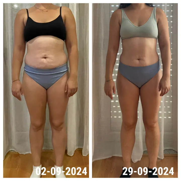 Antes e depois de uma aluna InShape: Barriga mais lisa e leve